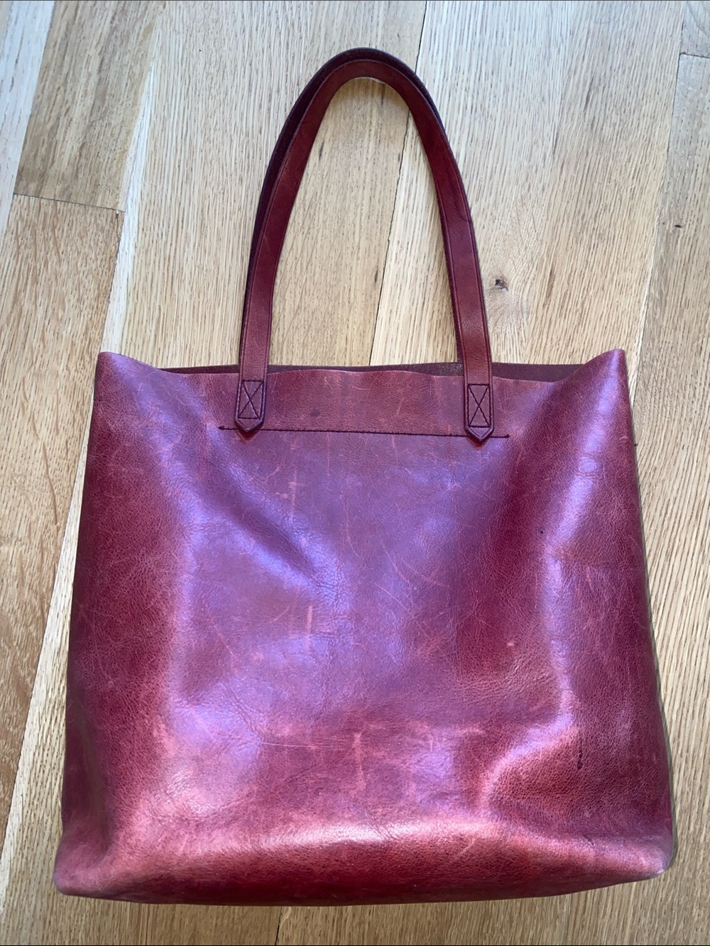 Madewell Essential Leather Tote Bucket Bag Handbag Totebag Mahogany 12”x13.5” - Picture 2 of 16